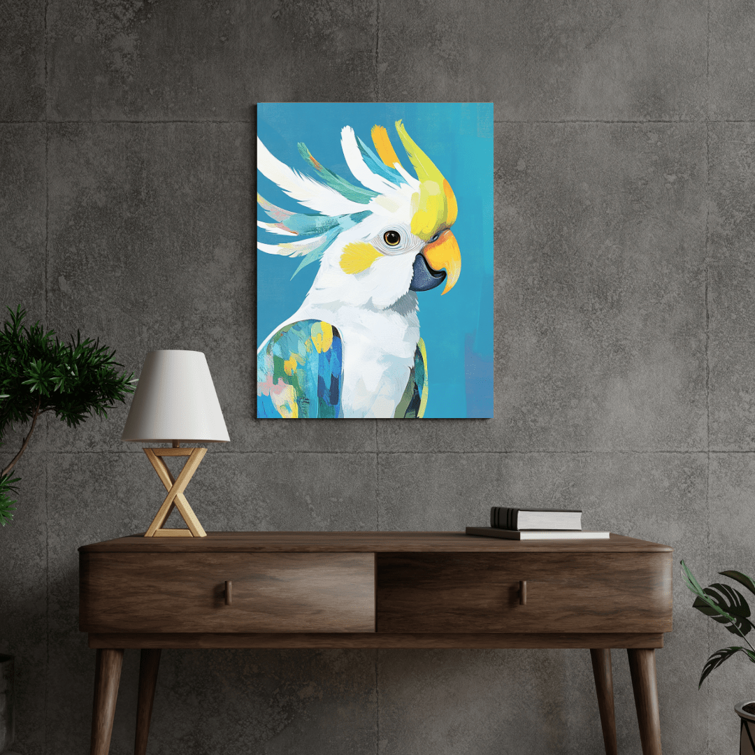 Majestic Cockatoo in Colourful Splendour - Bird Wall Art - Aestheticanvas