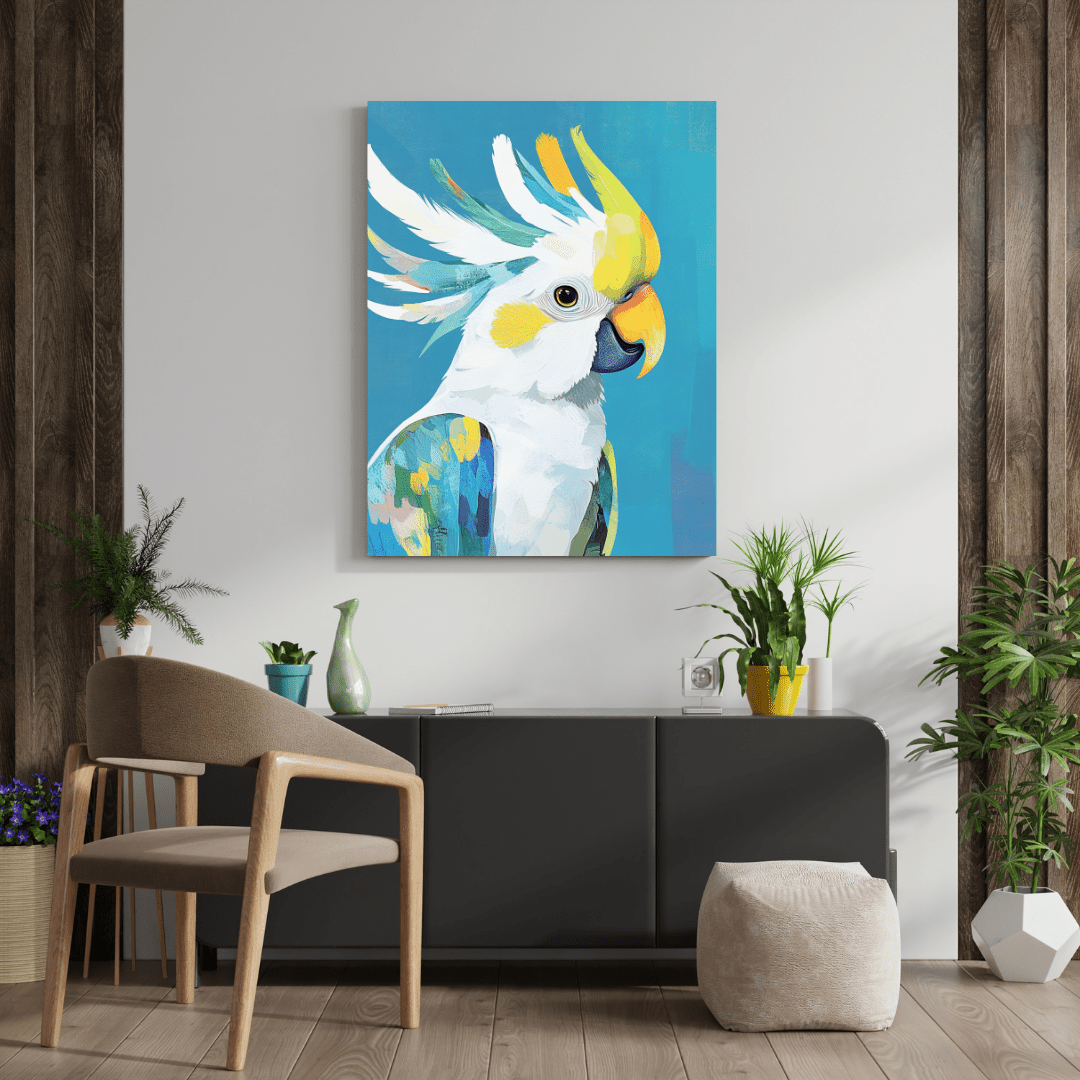 Majestic Cockatoo in Colourful Splendour - Bird Wall Art - Aestheticanvas