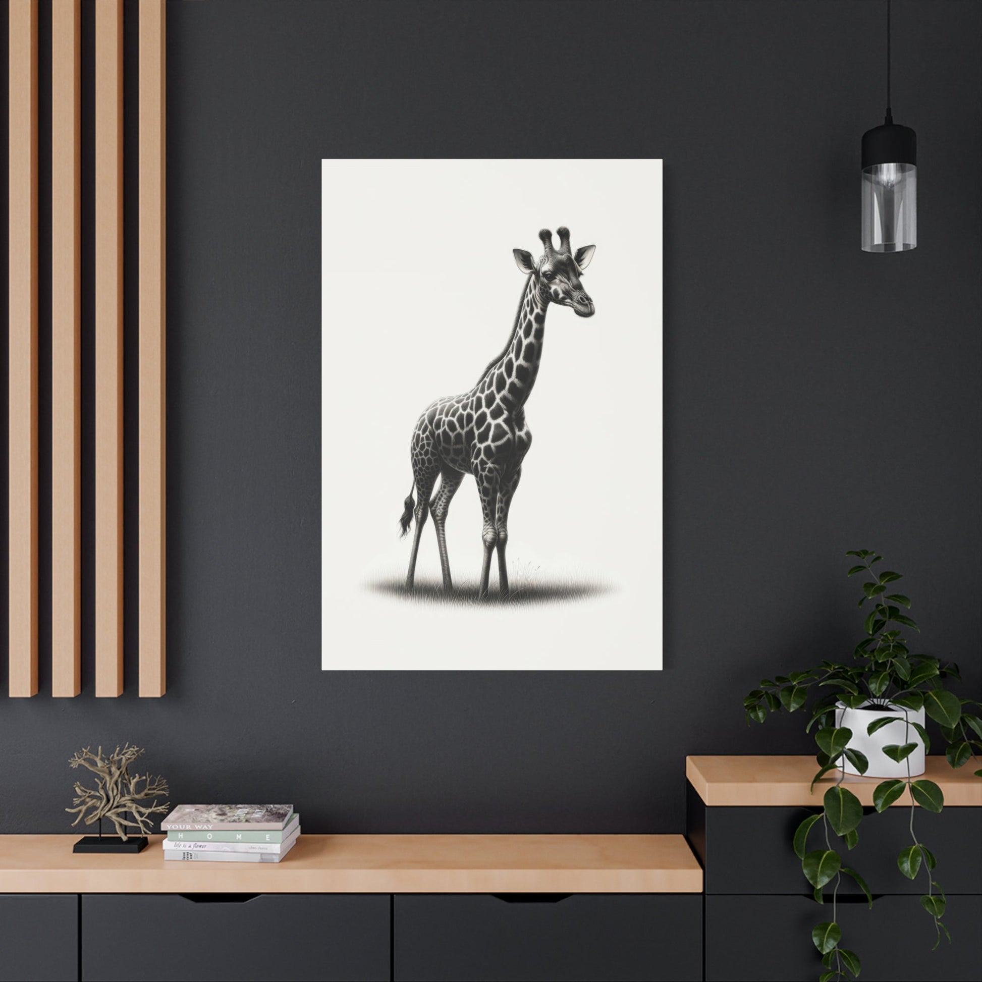 Majestic Giraffe Ink Drawing - Animal Wall Art - Aestheticanvas