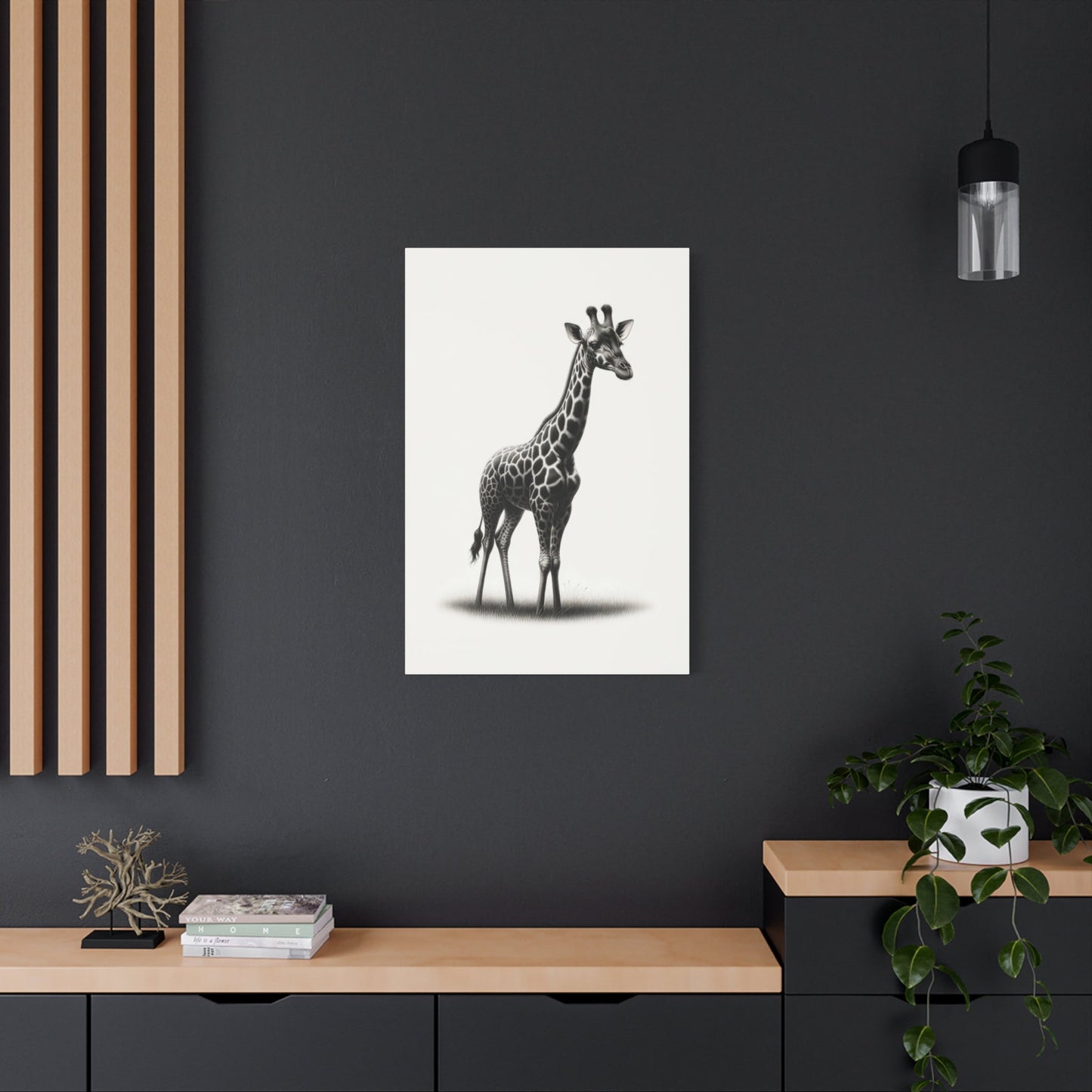 Majestic Giraffe Ink Drawing - Animal Wall Art - Aestheticanvas