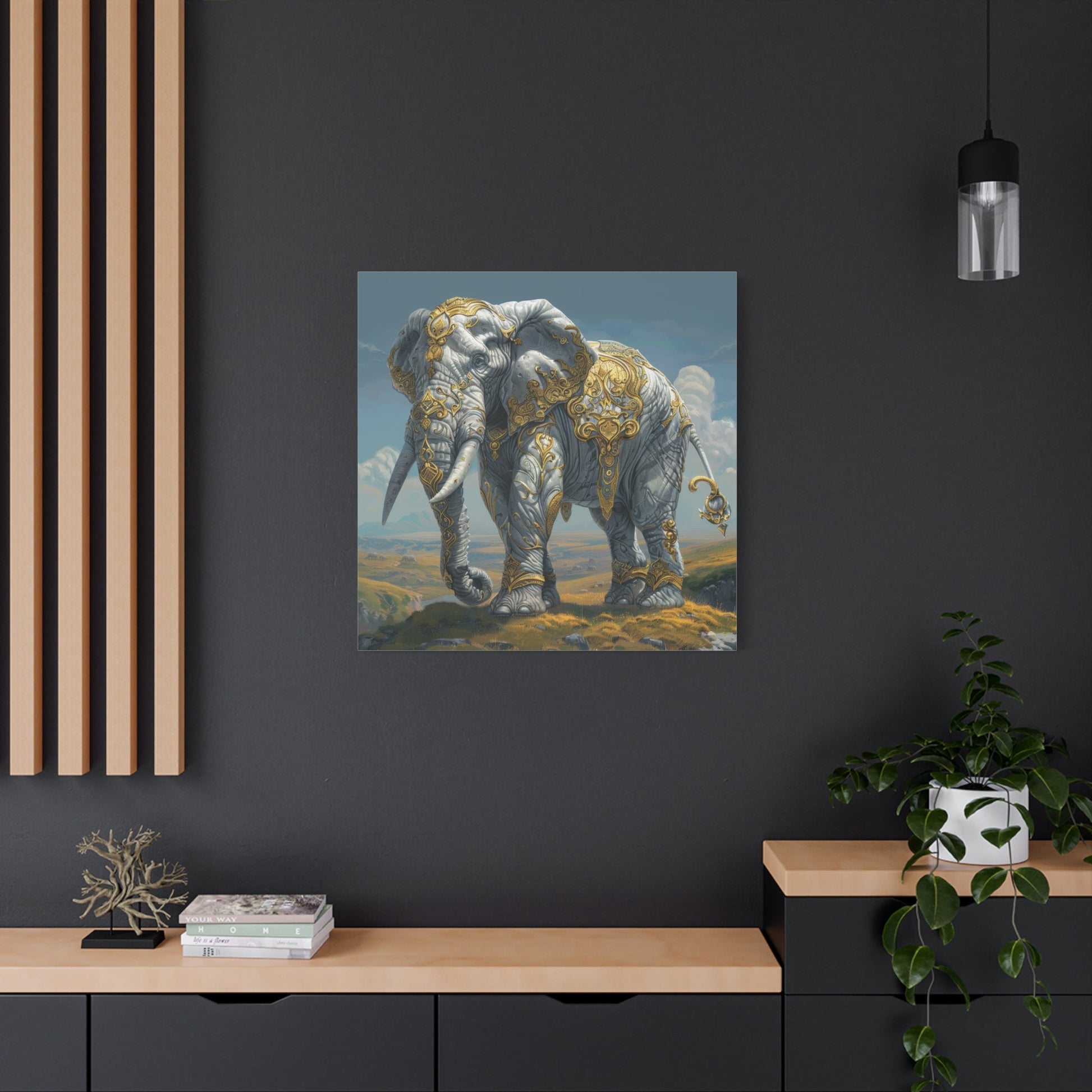 Majestic Golden Elephant - Animal Wall Art - Aestheticanvas