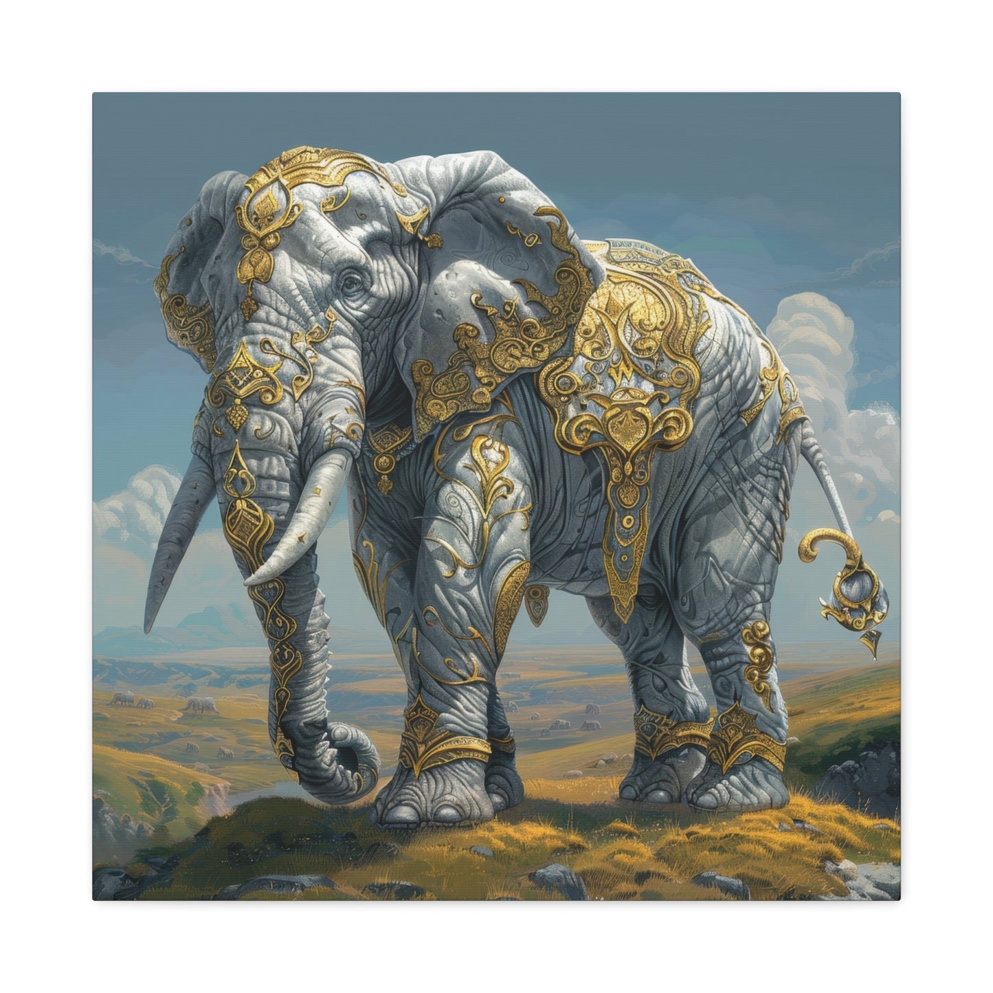 Majestic Golden Elephant - Animal Wall Art - Aestheticanvas