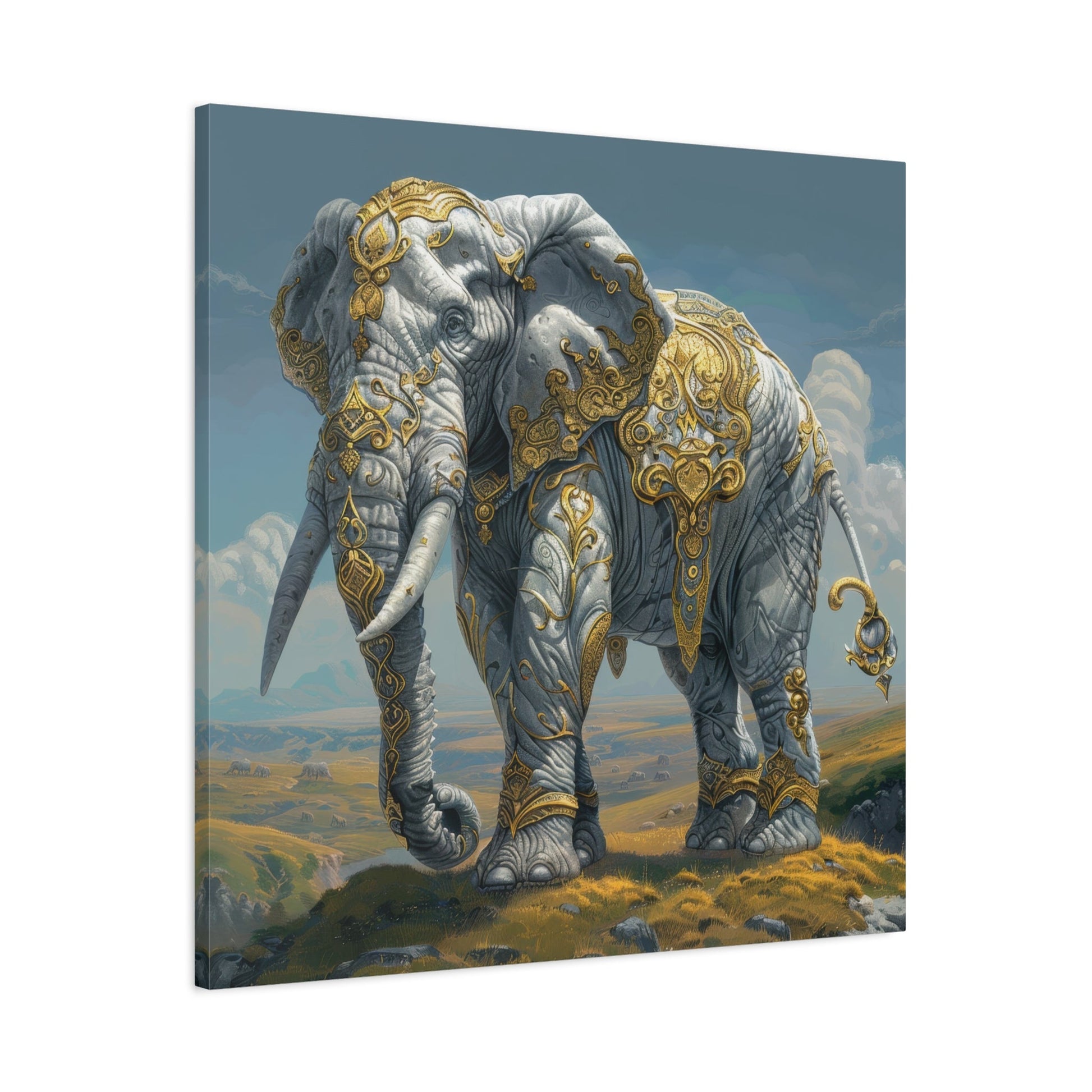 Majestic Golden Elephant - Animal Wall Art - Aestheticanvas