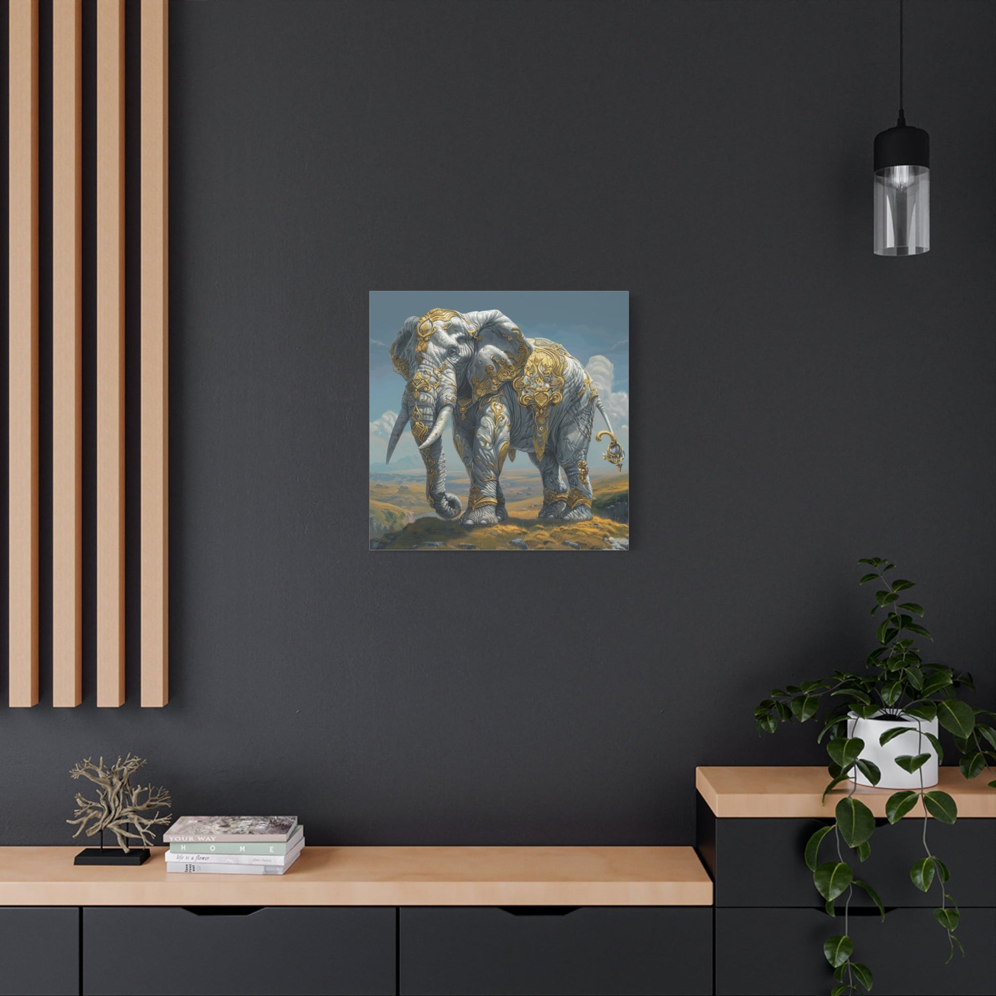 Majestic Golden Elephant - Animal Wall Art - Aestheticanvas