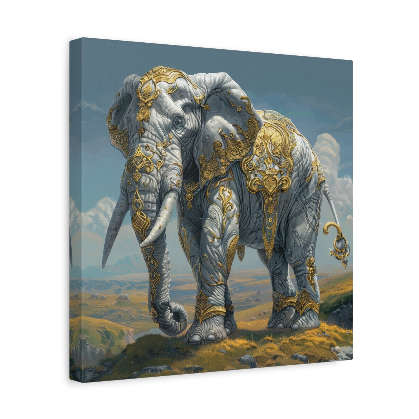 Majestic Golden Elephant - Animal Wall Art - Aestheticanvas