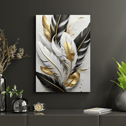 Majestic Golden Feathers - Wall Art - Aestheticanvas