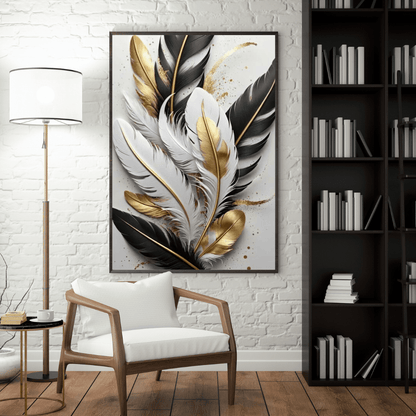 Majestic Golden Feathers - Wall Art - Aestheticanvas