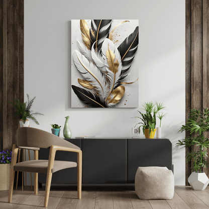 Majestic Golden Feathers - Wall Art - Aestheticanvas