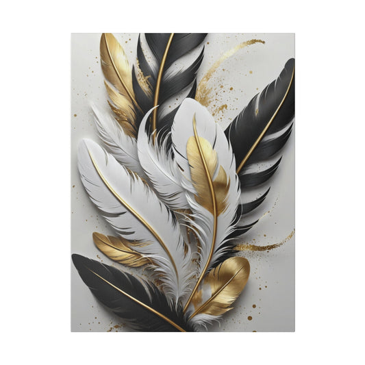 Majestic Golden Feathers - Wall Art - Aestheticanvas