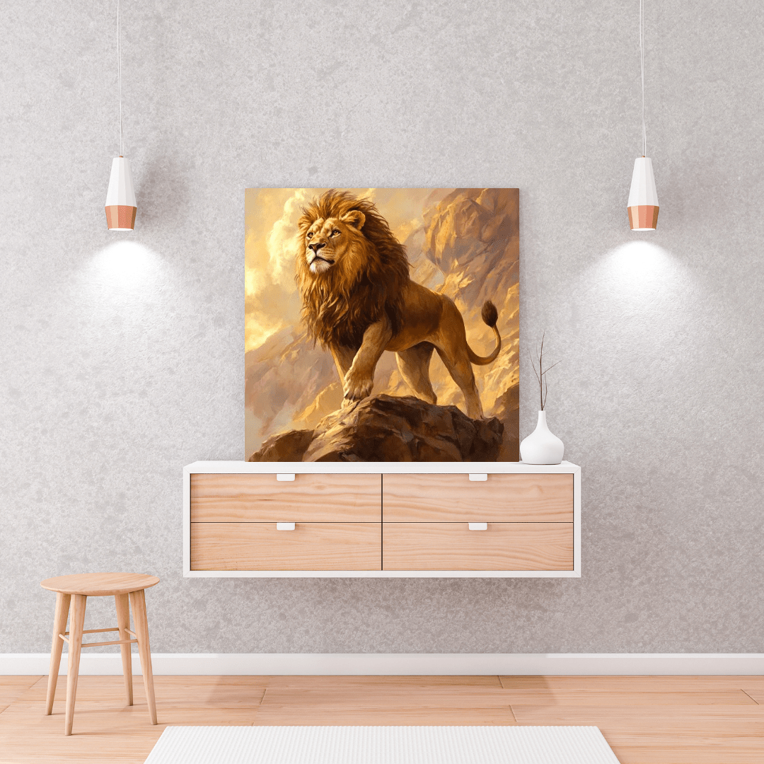 Majestic Lion in Dawn Light - Animal Wall Art - Aestheticanvas