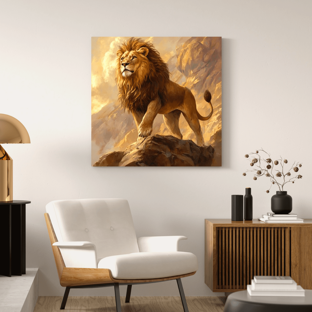 Majestic Lion in Dawn Light - Animal Wall Art - Aestheticanvas