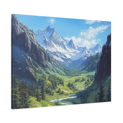 Majestic Mountain Valley - Landscape Wall Art - Aestheticanvas