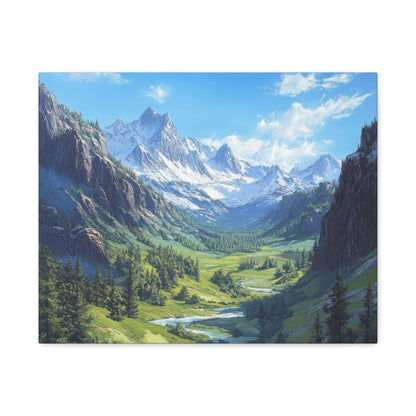 Majestic Mountain Valley - Landscape Wall Art - Aestheticanvas