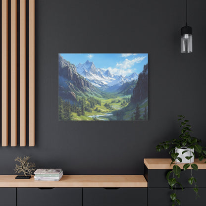 Majestic Mountain Valley - Landscape Wall Art - Aestheticanvas