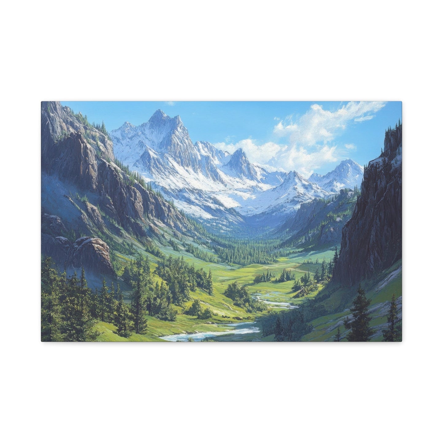 Majestic Mountain Valley - Landscape Wall Art - Aestheticanvas