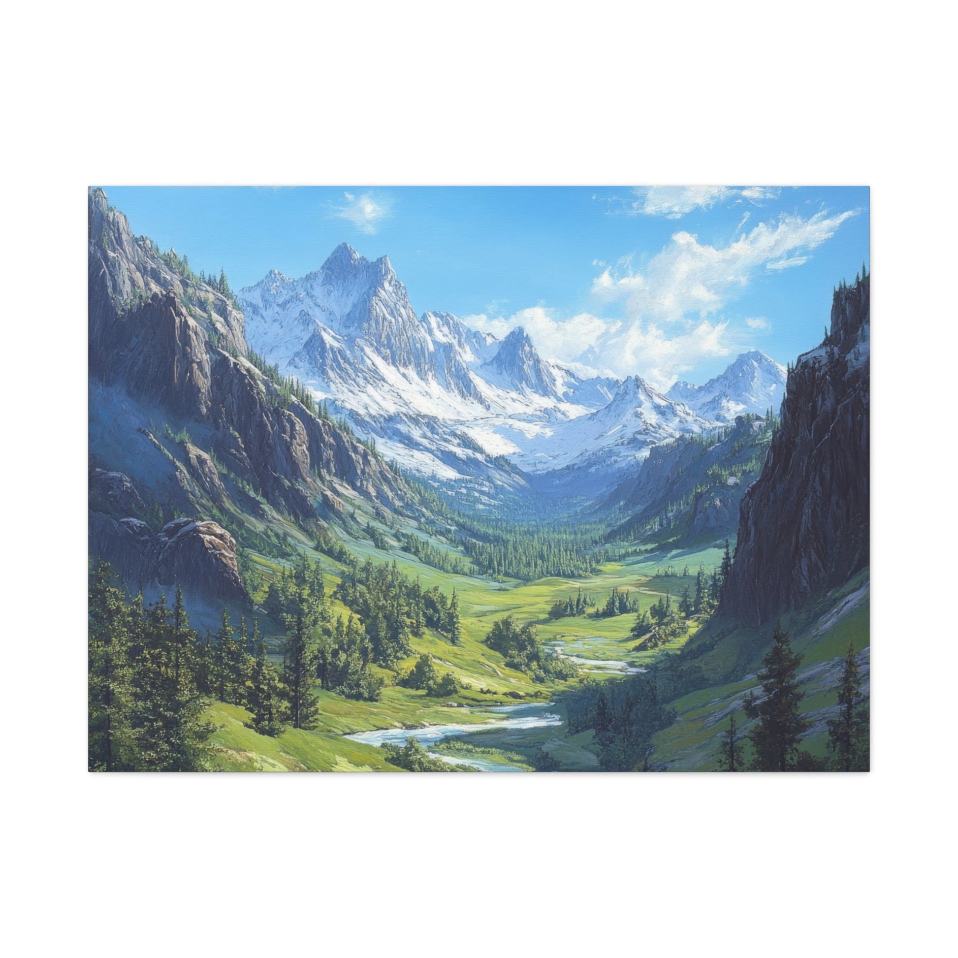 Majestic Mountain Valley - Landscape Wall Art - Aestheticanvas