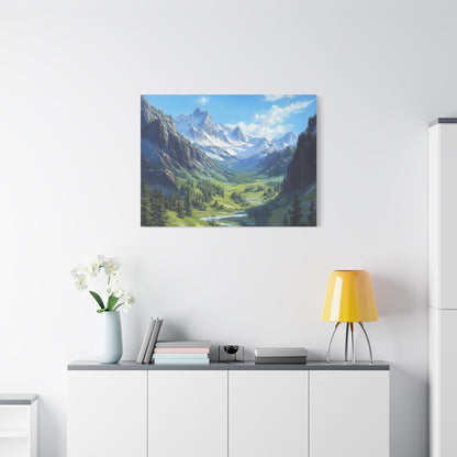 Majestic Mountain Valley - Landscape Wall Art - Aestheticanvas