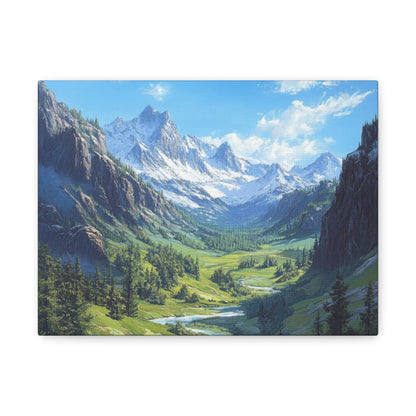 Majestic Mountain Valley - Landscape Wall Art - Aestheticanvas