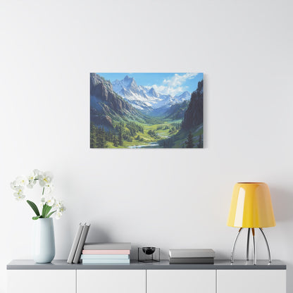 Majestic Mountain Valley - Landscape Wall Art - Aestheticanvas