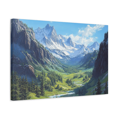 Majestic Mountain Valley - Landscape Wall Art - Aestheticanvas