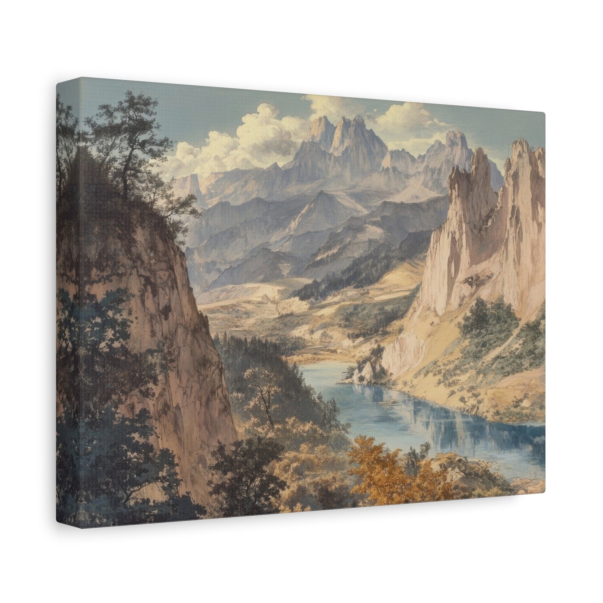 Majestic Mountain Valley Serenity - Landscape Wall Art - Aestheticanvas