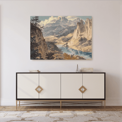 Majestic Mountain Valley Serenity - Landscape Wall Art - Aestheticanvas