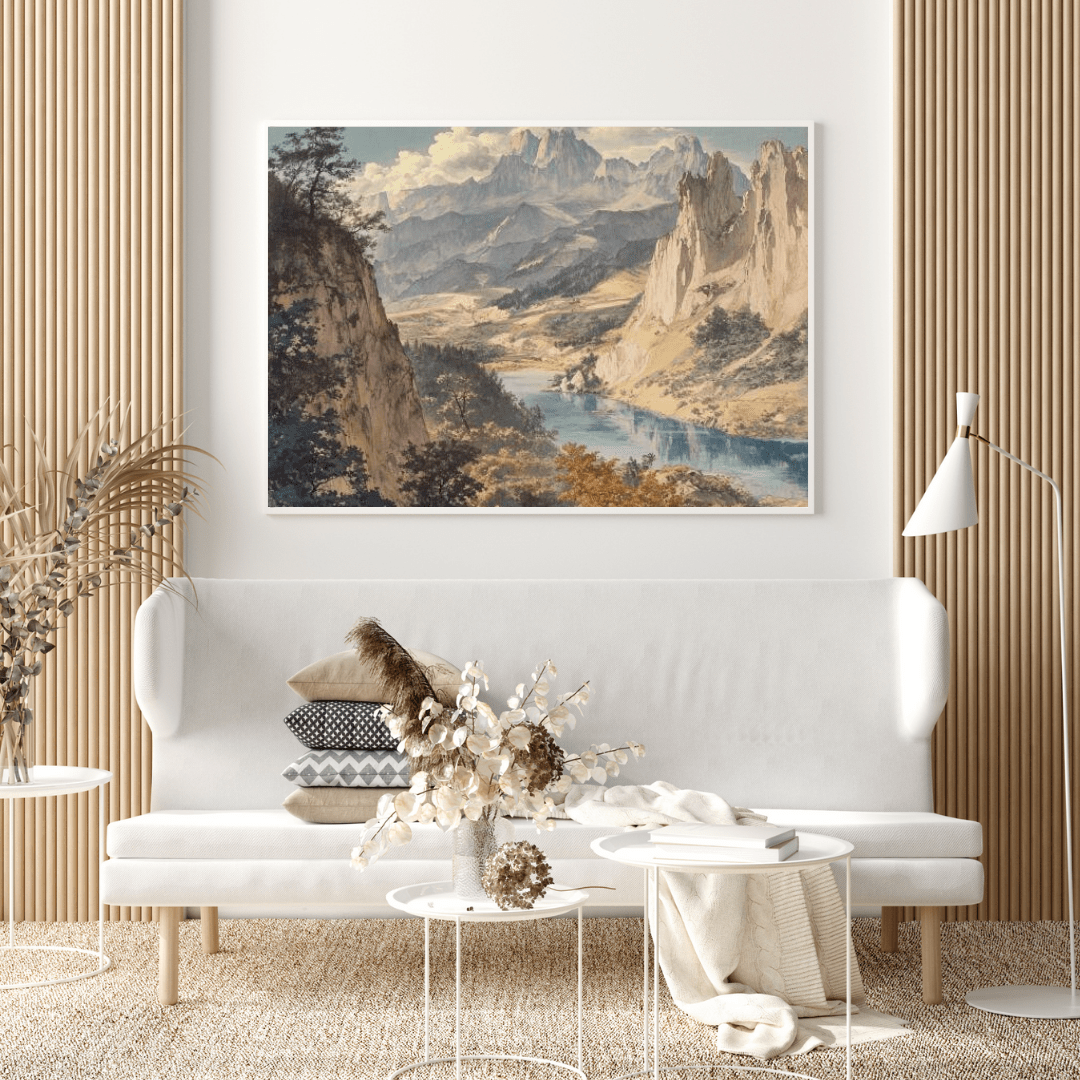 Majestic Mountain Valley Serenity - Landscape Wall Art - Aestheticanvas