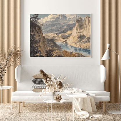 Majestic Mountain Valley Serenity - Landscape Wall Art - Aestheticanvas