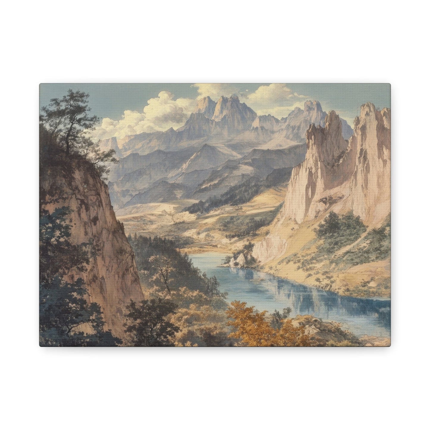 Majestic Mountain Valley Serenity - Landscape Wall Art - Aestheticanvas