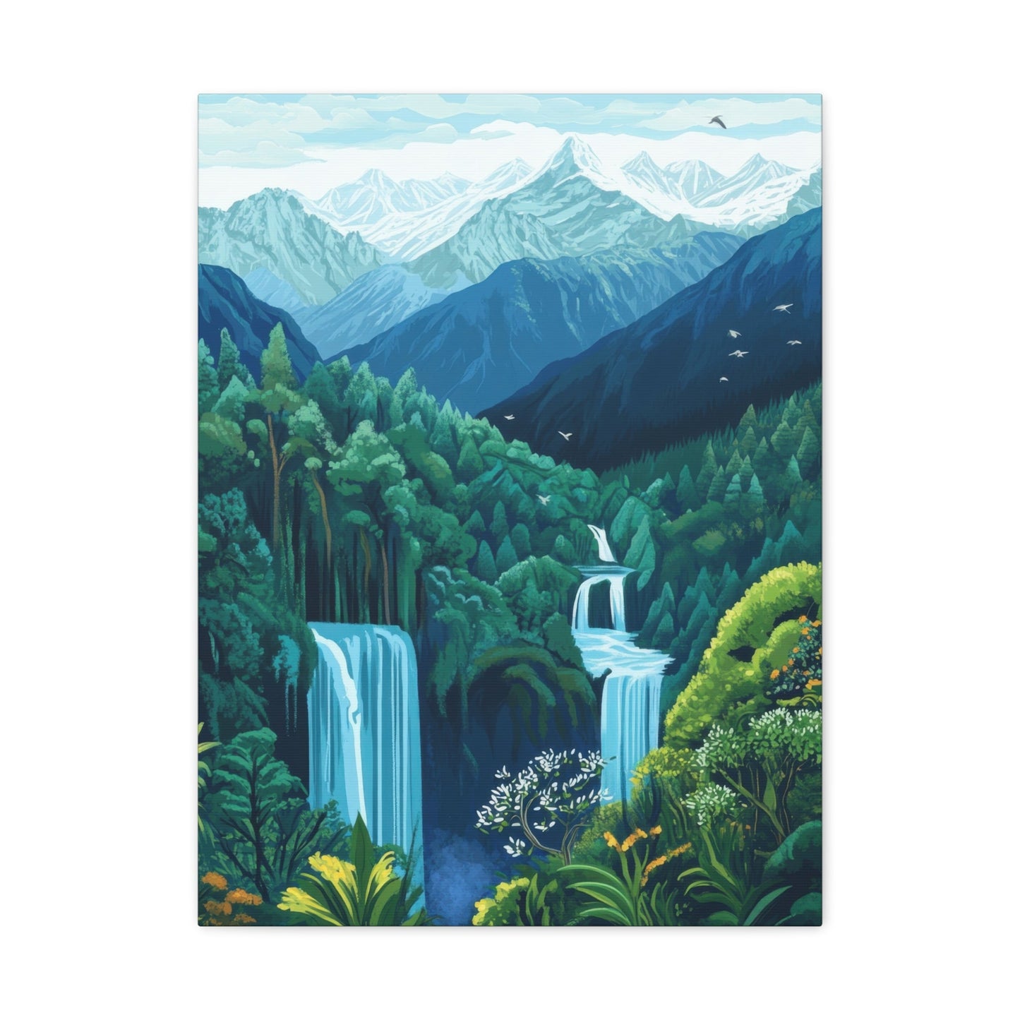 Majestic Mountain Waterfalls - Nature Wall Art - Aestheticanvas