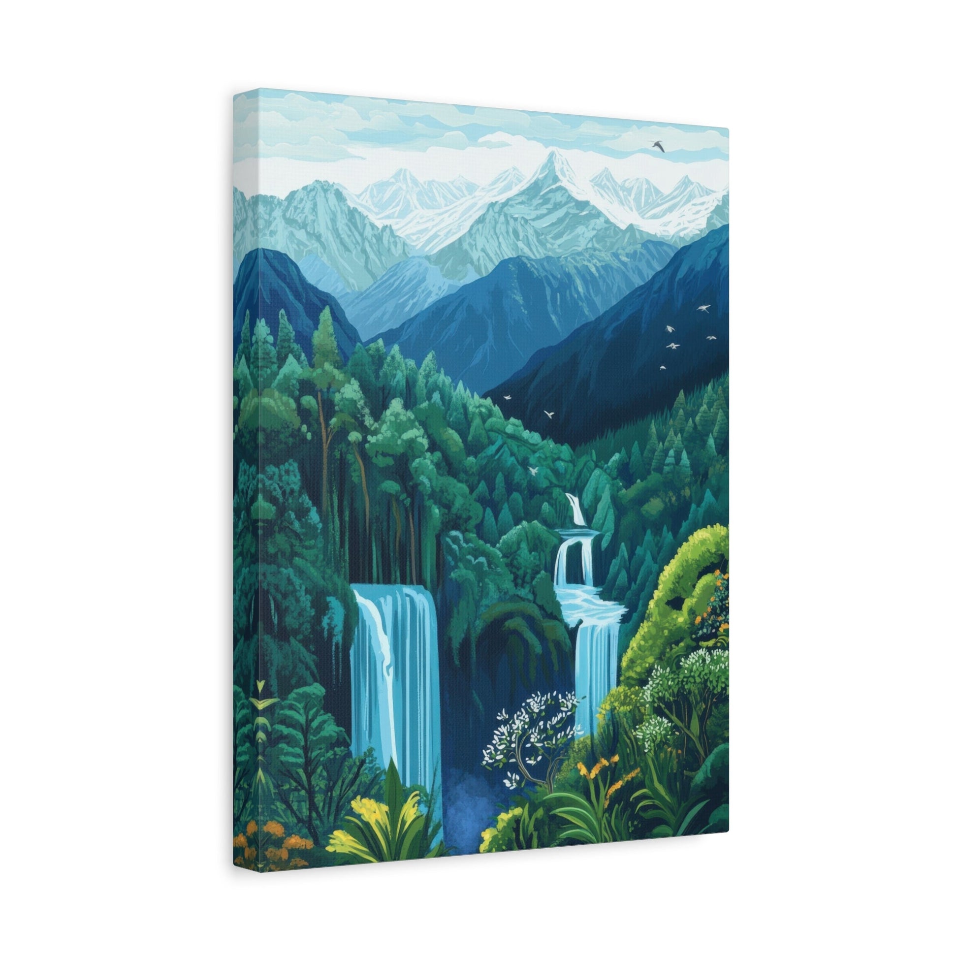 Majestic Mountain Waterfalls - Nature Wall Art - Aestheticanvas