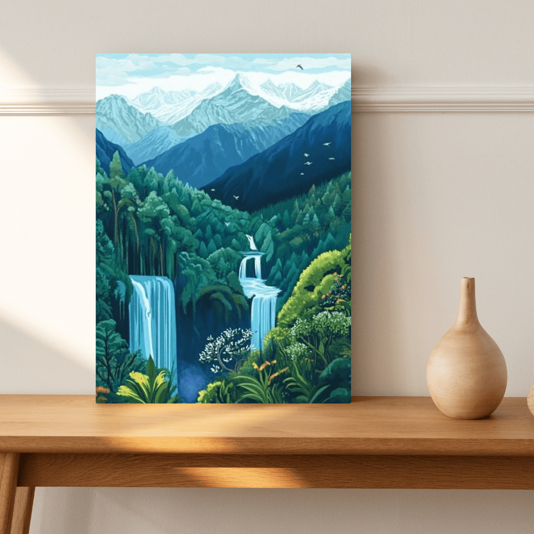 Majestic Mountain Waterfalls - Nature Wall Art - Aestheticanvas