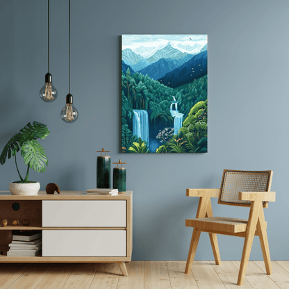 Majestic Mountain Waterfalls - Nature Wall Art - Aestheticanvas