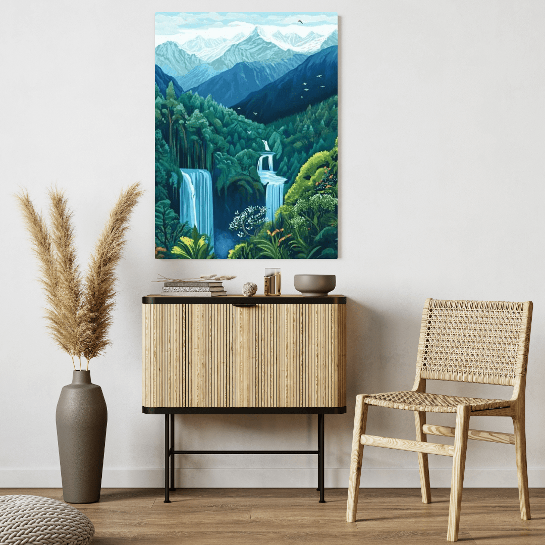 Majestic Mountain Waterfalls - Nature Wall Art - Aestheticanvas