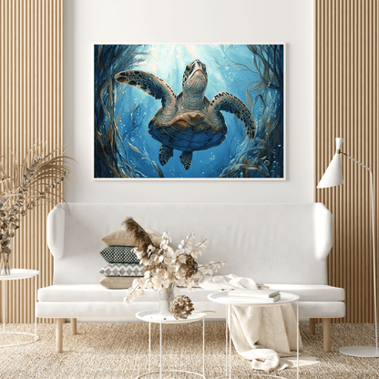 Majestic Sea Turtle Serenity - Animal Wall Art - Aestheticanvas