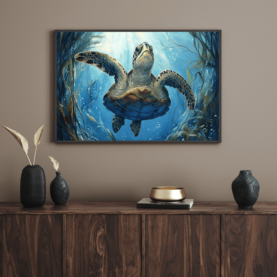 Majestic Sea Turtle Serenity - Animal Wall Art - Aestheticanvas