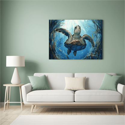 Majestic Sea Turtle Serenity - Animal Wall Art - Aestheticanvas