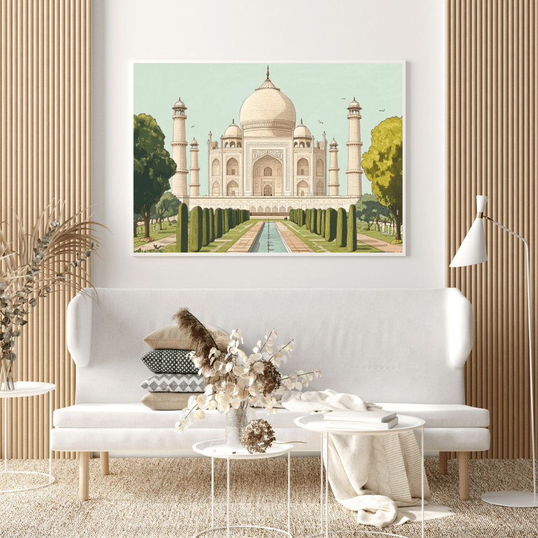 Majestic Taj Mahal Symmetry - Monument Wall Art - Aestheticanvas