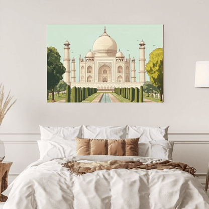 Majestic Taj Mahal Symmetry - Monument Wall Art - Aestheticanvas