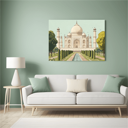 Majestic Taj Mahal Symmetry - Monument Wall Art - Aestheticanvas