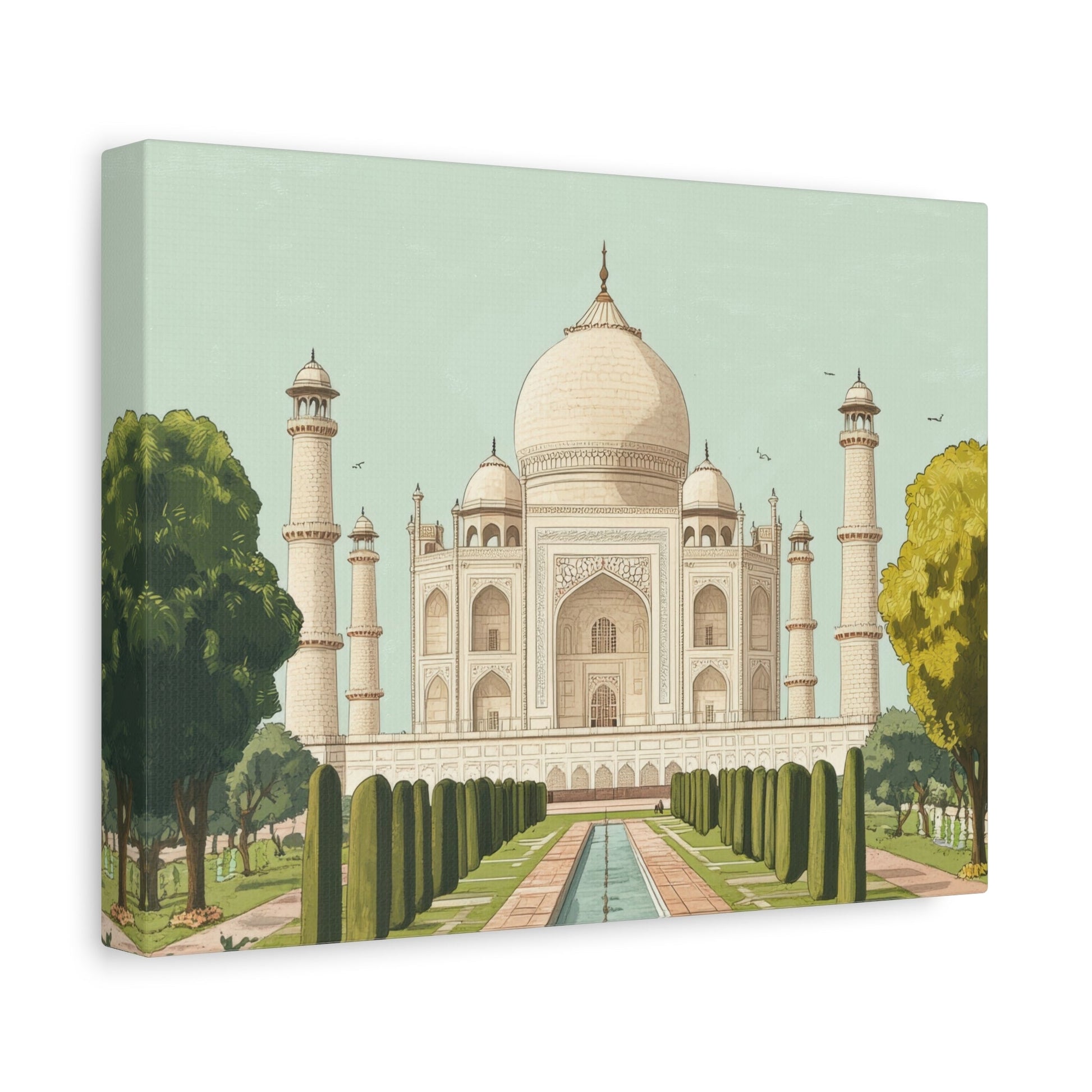 Majestic Taj Mahal Symmetry - Monument Wall Art - Aestheticanvas