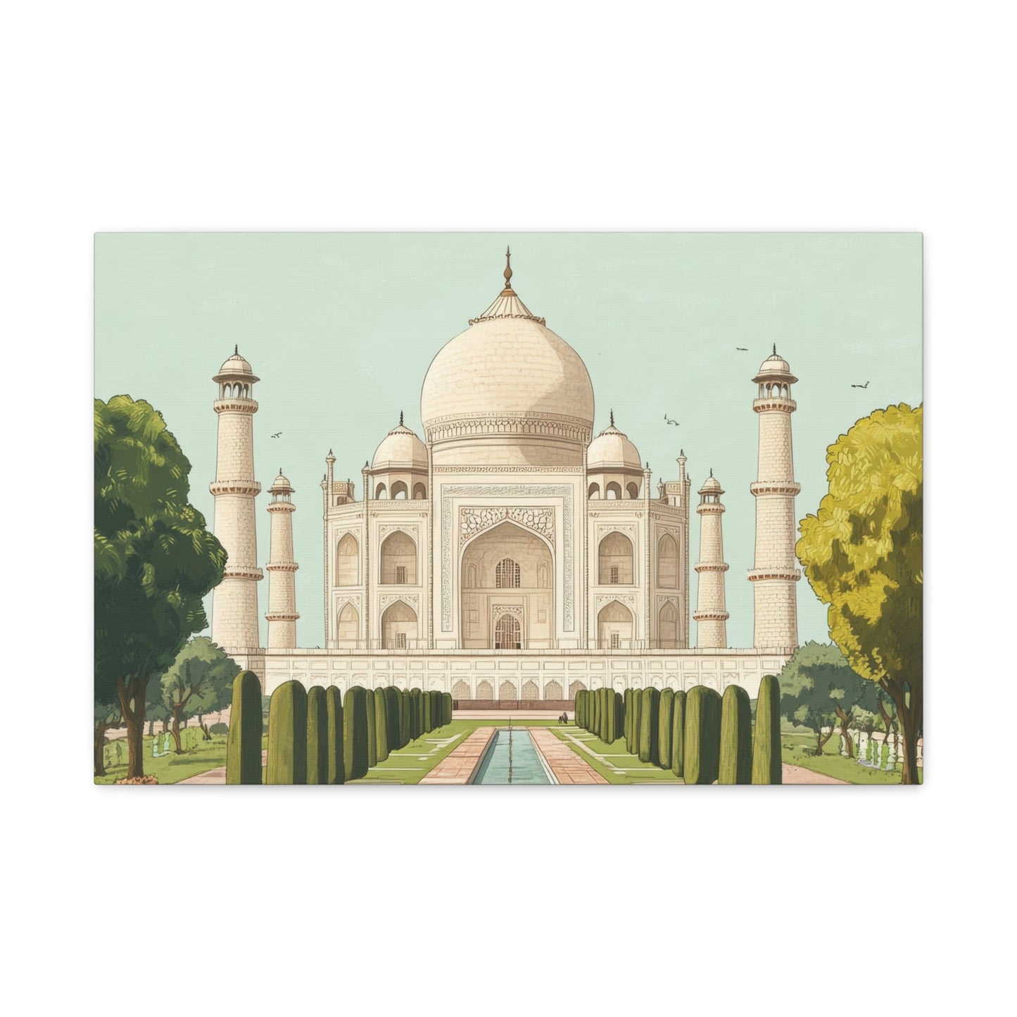 Majestic Taj Mahal Symmetry - Monument Wall Art - Aestheticanvas