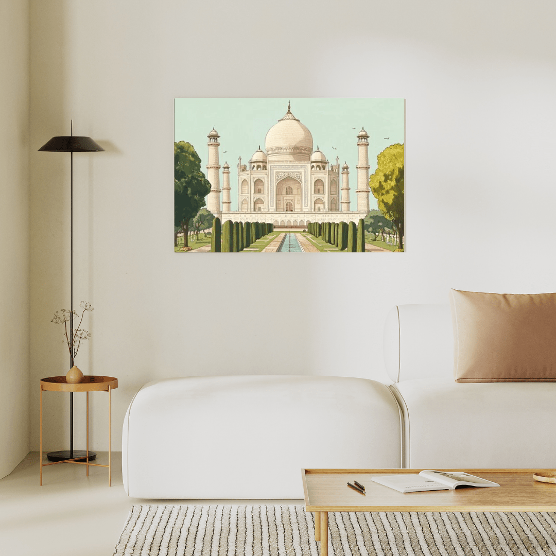 Majestic Taj Mahal Symmetry - Monument Wall Art - Aestheticanvas