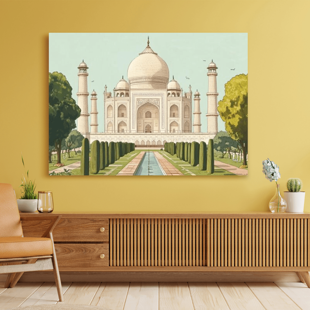 Majestic Taj Mahal Symmetry - Monument Wall Art - Aestheticanvas