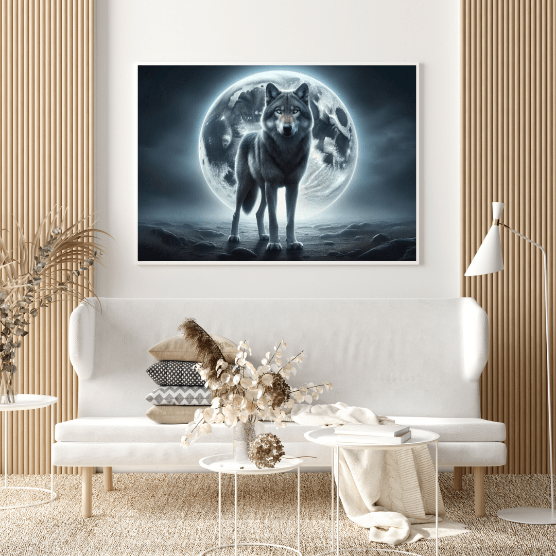 Majestic Wolf Under Moonlight - Animal Wall Art - Aestheticanvas