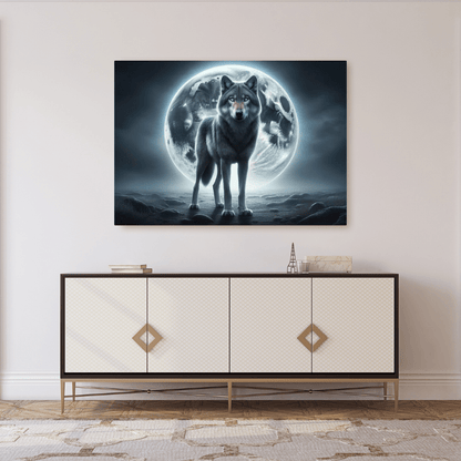 Majestic Wolf Under Moonlight - Animal Wall Art - Aestheticanvas