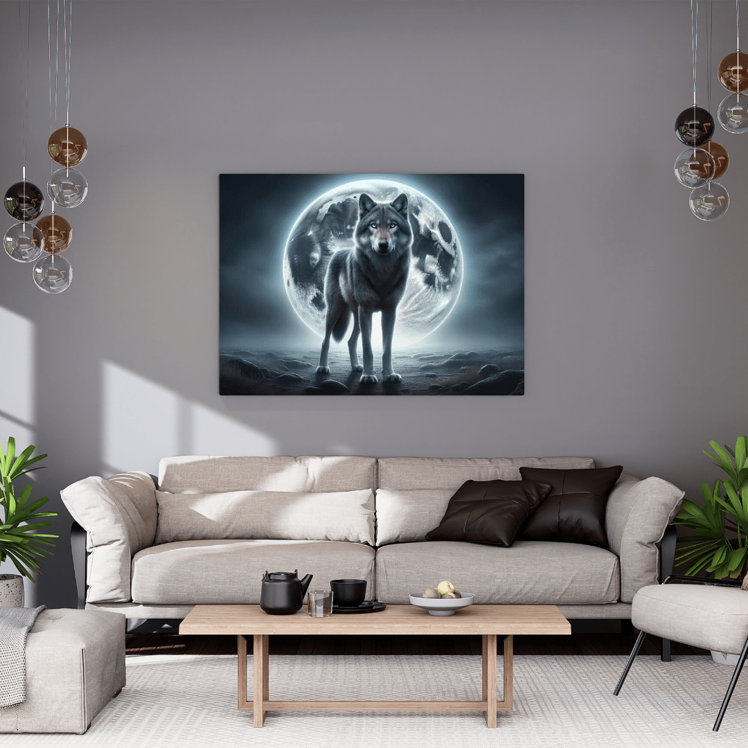 Majestic Wolf Under Moonlight - Animal Wall Art - Aestheticanvas