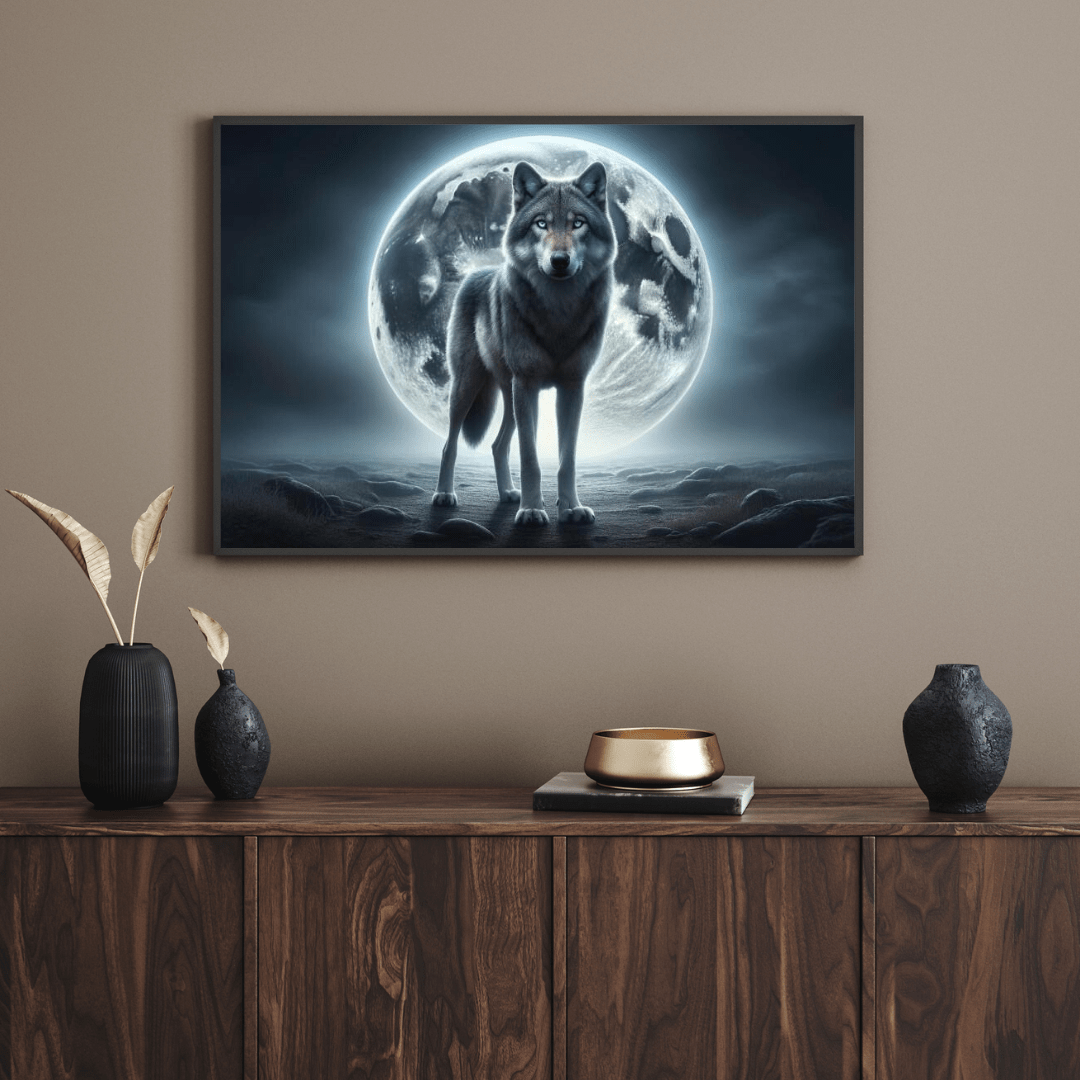 Majestic Wolf Under Moonlight - Animal Wall Art - Aestheticanvas