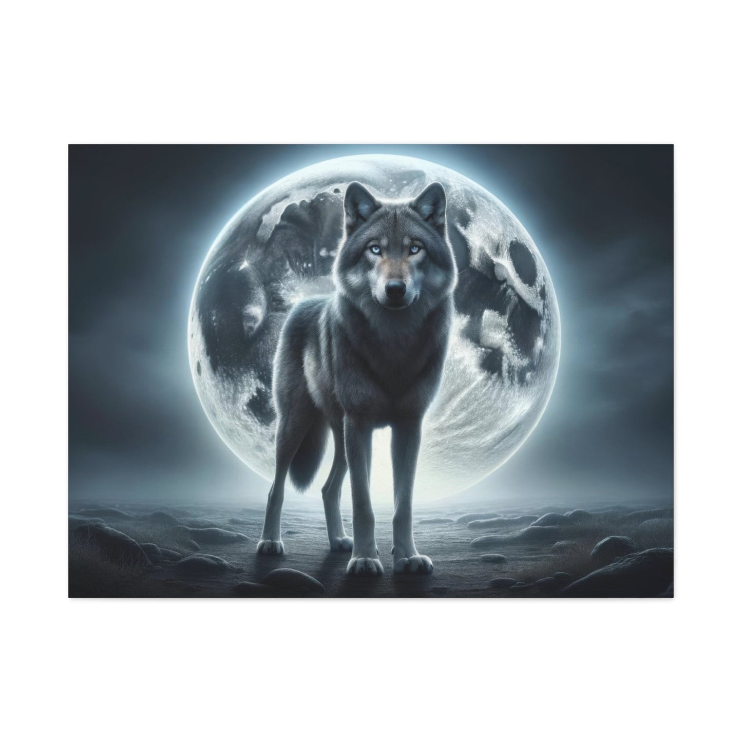 Majestic Wolf Under Moonlight - Animal Wall Art - Aestheticanvas