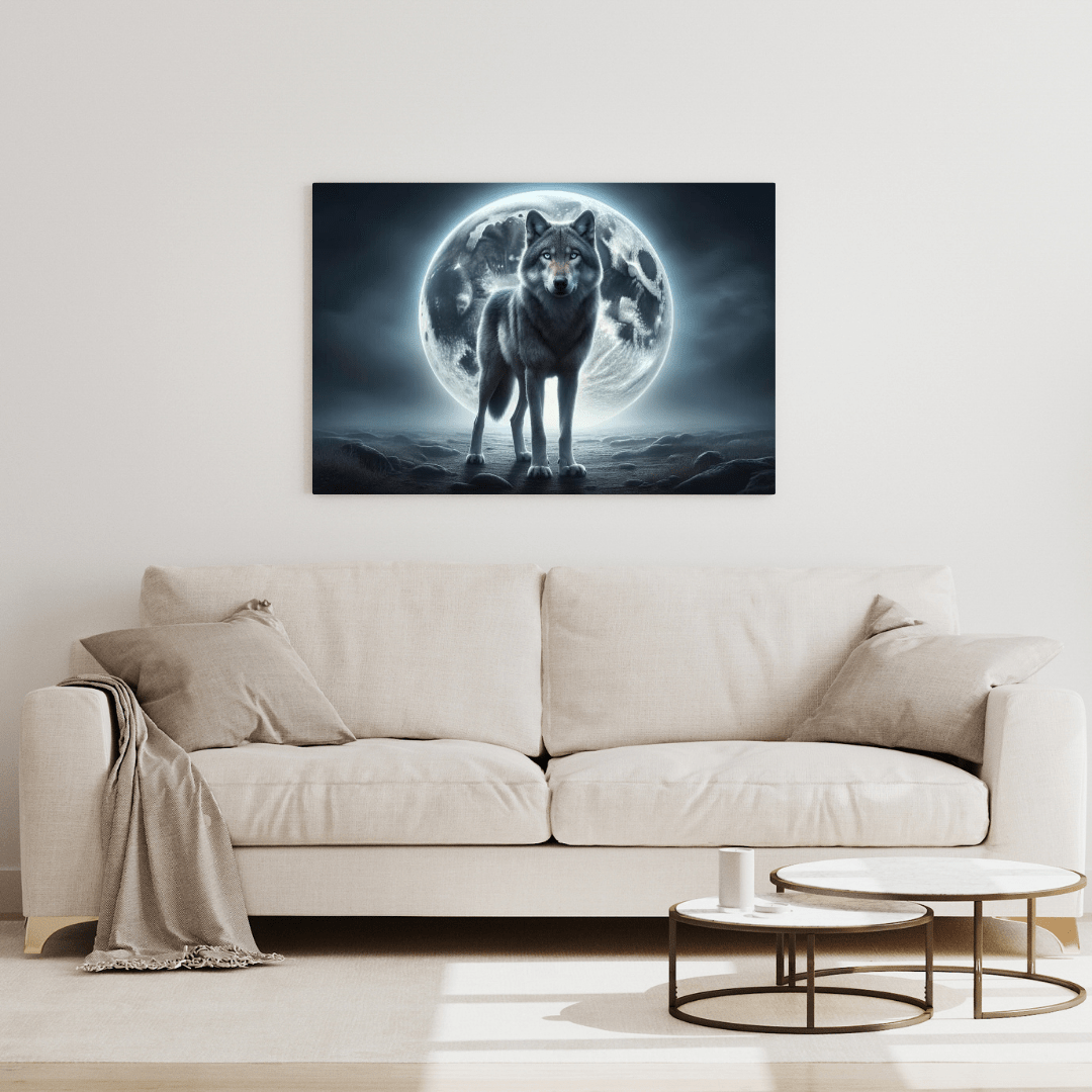 Majestic Wolf Under Moonlight - Animal Wall Art - Aestheticanvas